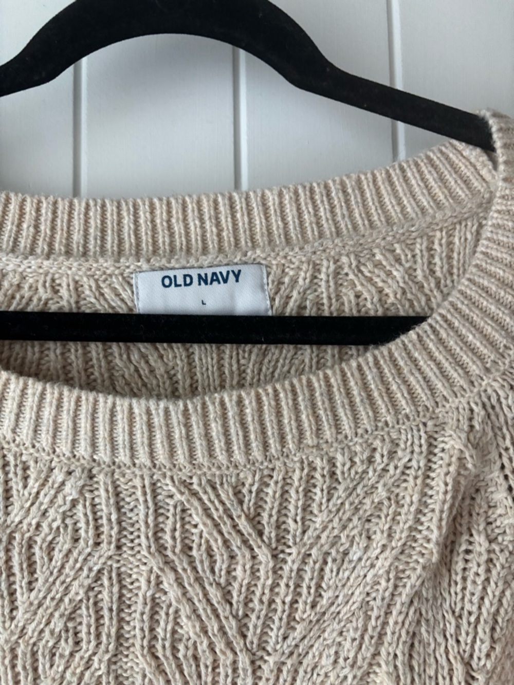 Old Navy Cream Cable Knit Oversized Sweater Women's Large Cozy - Picture 2 of 4